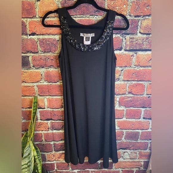 Melanie Lyne Classic Black Sequins Tank Slip On Flowy Dress Size 6 - Picture 4 of 10